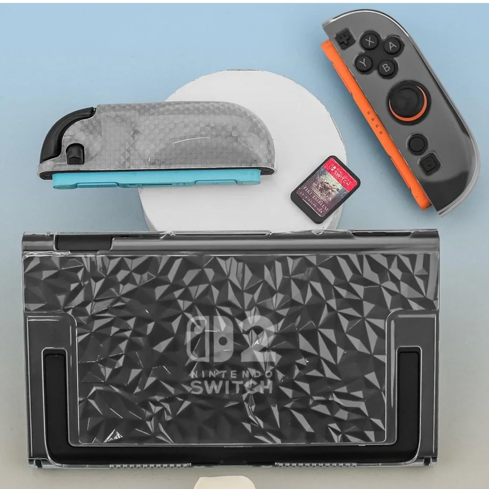 💜Nintendo Switch2 Clear Protector Hard Skin Case Diamond Shells with Cover Grips